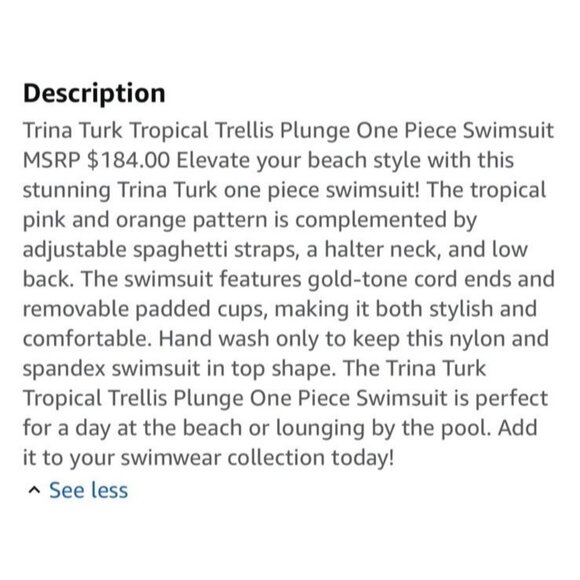 Trina‎ Turk Swimsuit Womens 12 Colorful Tropical Trellis Plunge One Piece Resort - Picture 5 of 10